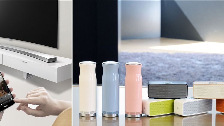 LG PÅ IFA 2015: LEKEN BÆRBAR HØYTTALER OG ELEGANT BUET SOUNDBAR