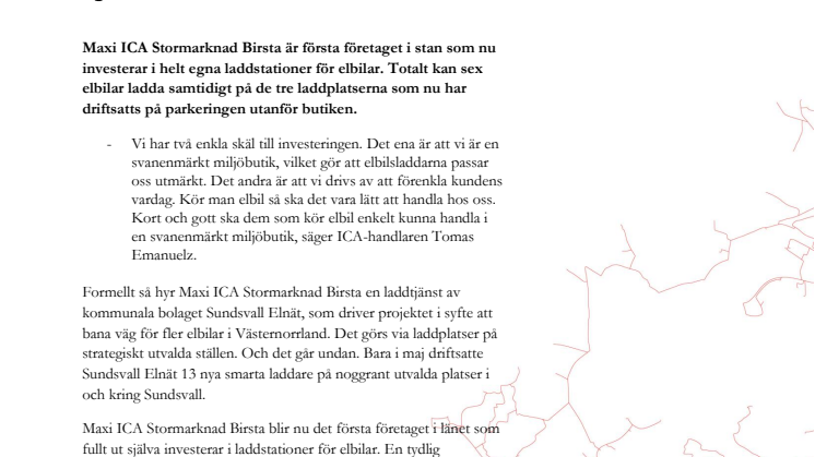 Som första företag i stan: Maxi ICA Stormarknad Birsta investerar i egna laddstationer för elbilar