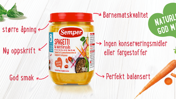 Nye naturlige oppskrifter samt smartere emballasje – nytt fra Semper barnemat!
