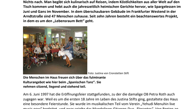 Klein und fein und volljährig Justina von Cronstetten Stift feiert 