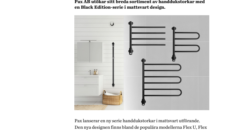 Nya handdukstorkar i Black Edition från Pax 