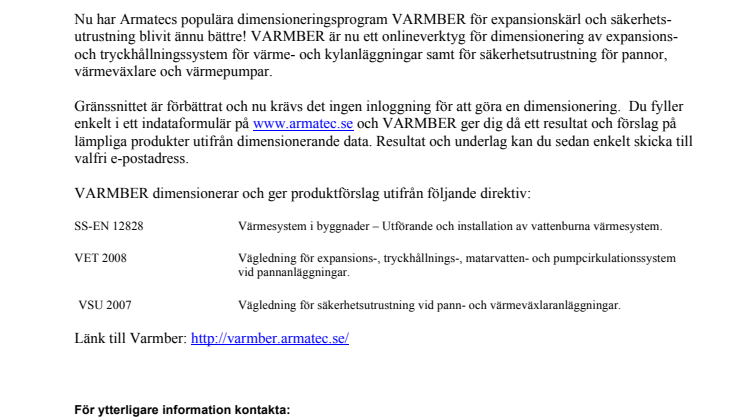 Nytt dimensioneringsprogram online