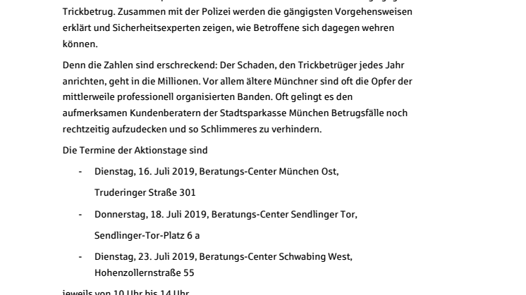„Hallo Oma! Rate mal, wer dran ist.“ Stadtsparkasse München informiert vor Ort zu Trickbetrügern