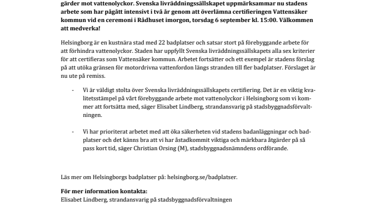Pressinbjudan: ​Säkrare att bada i Helsingborg framöver