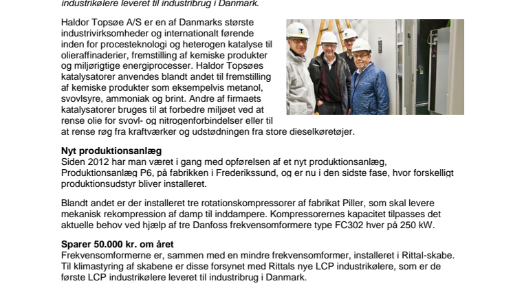 Nyt produktionsanlæg hos Haldor Topsøe A/S 