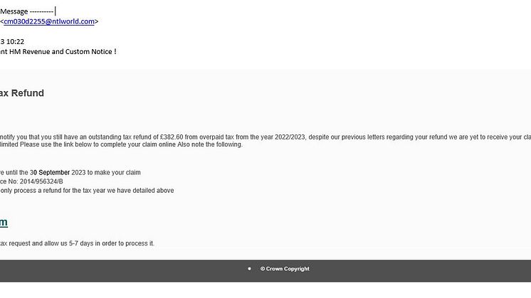 HMRC handout - example of email scam 1