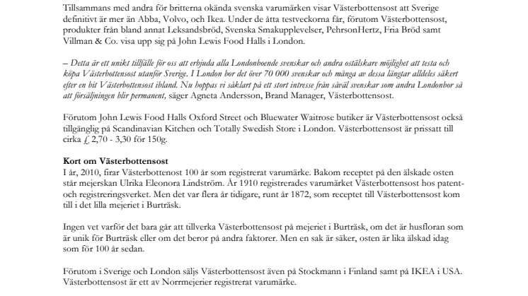 Västerbottensost reser ut i världen - Kungen av ostar intar London 