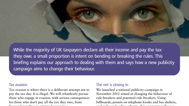 HMRC Briefing - New campaign against tax evasion