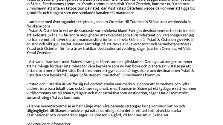 Ystad & Österlen tar täten på nätet