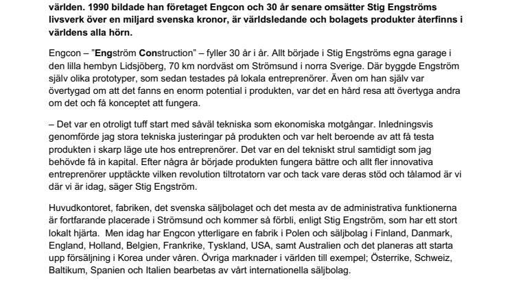Engcon firar 30 år – tiltrotatorns resa från garaget i lilla svenska byn Lidsjöberg, till centrala Manhattan