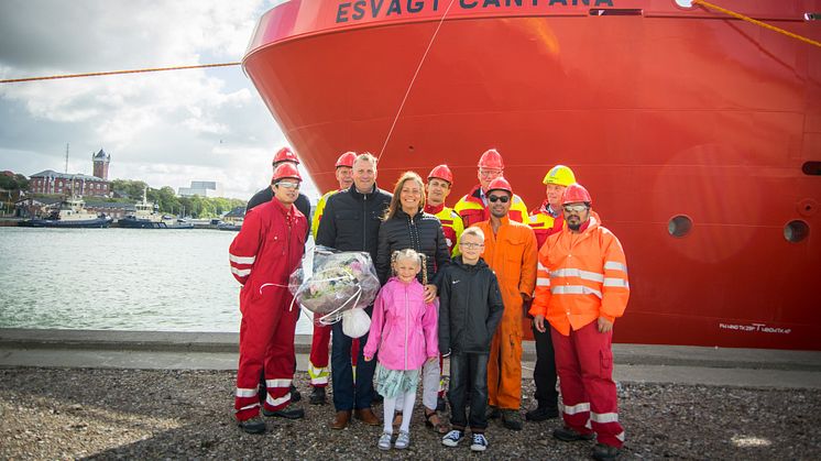 Susanne Vejlgaard Ørskov, married to ESVAGT Head of People Nick Vejlgaard Ørskov, named the 'Esvagt Cantana'.