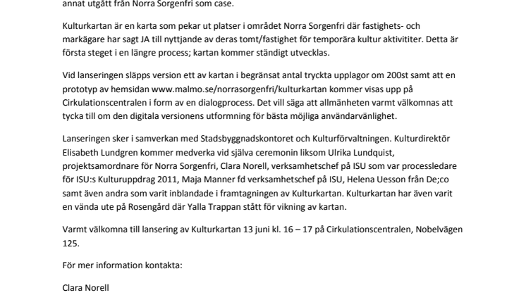 Lansering av Kulturkartan den 13 juni