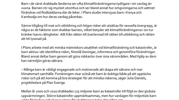 Plan uppmärksammar barns röster om klimatförändringarna