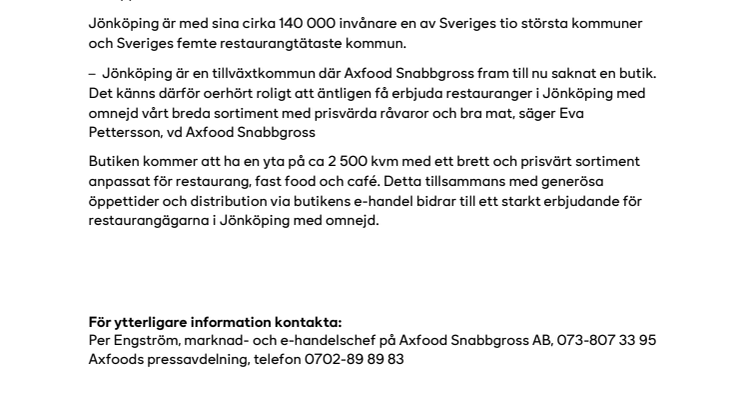 Axfood Snabbgross öppnar i Jönköping