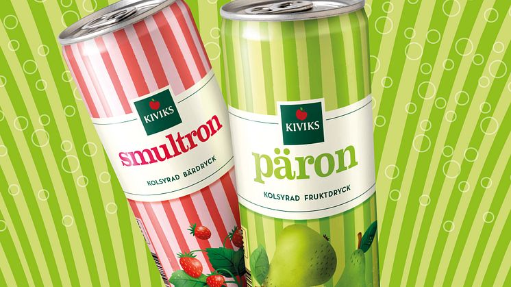 Fruktdryck i två smaker med kolsyra, från Kiviks Musteri. 