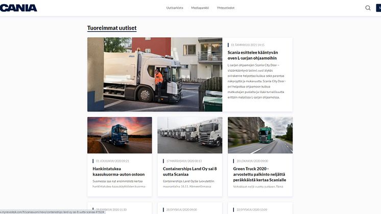 Scania Suomen uusi uutishuone tehostaa Scanian tiedottamista Suomessa.