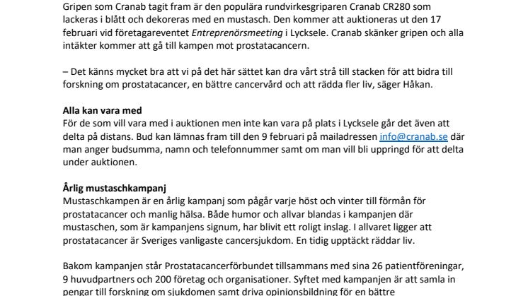 Cranab tar fram mustaschgrip mot prostatacancer