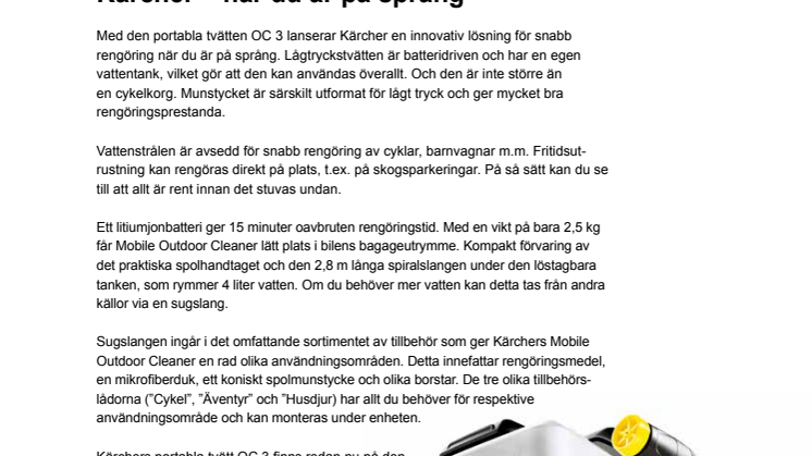 Ny portabel tvätt från Kärcher – när du är på språng