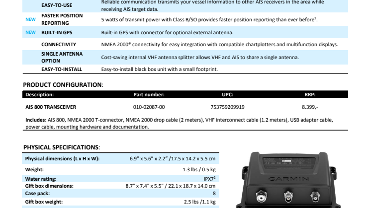 Memo AIS™ 800 Blackbox Transceiver