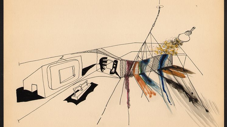 Frederick Kiesler, studie för Bloodflames 1947, utställning på Hugo Gallery, New York 1947 © 2014 Austrian Frederick and Lillian Kiesler Private Foundation, Vienna