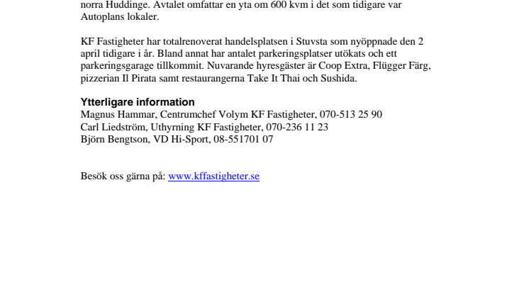 Hi-Sport etablerar i Stuvsta