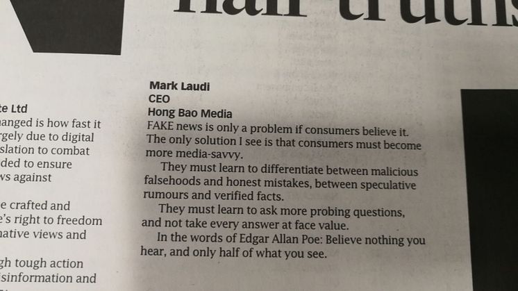 My comments in the Business Times last week. Photo credit: Chris J Reed