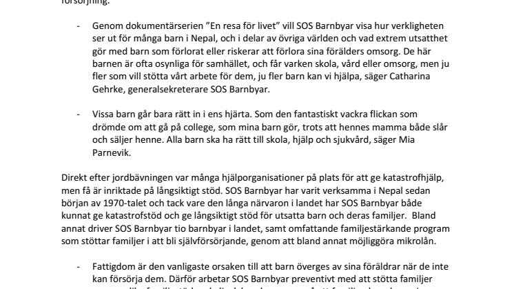 ​  ”En resa för livet” – en dokumentärserie om utsatthet och hopp