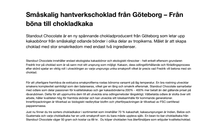 Småskalig hantverkschoklad från Göteborg
