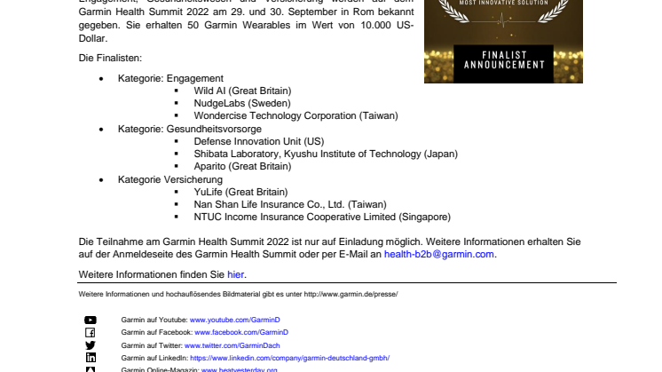 PM Garmin Health Awards 2022