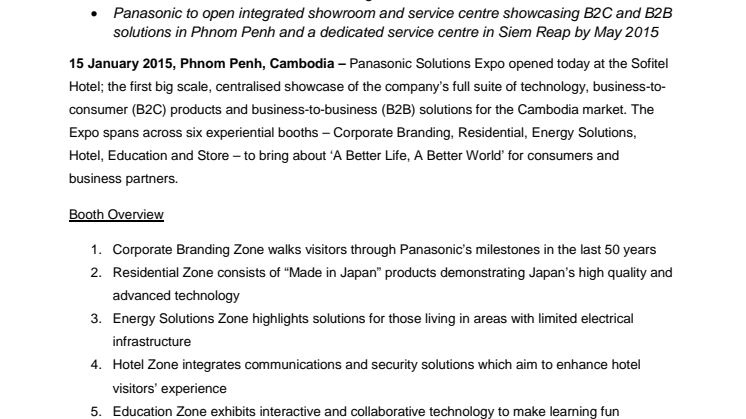 Panasonic Aims to Support Cambodia’s Economic Development through Full Range of Capabilities Showcased at Solutions Expo