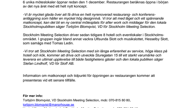 Stockholm Meeting Selection flyttar in på Sturegatan 15