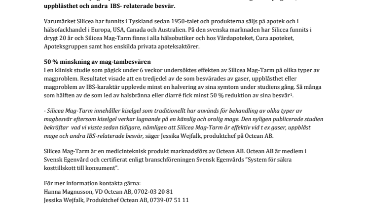 Klinisk studie publicerad - Silicea Mag-Tarm effektiv vid magbesvär som IBS