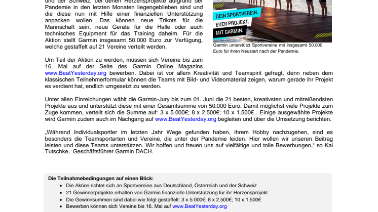 PM Garmin Aktion Vereinsförderung