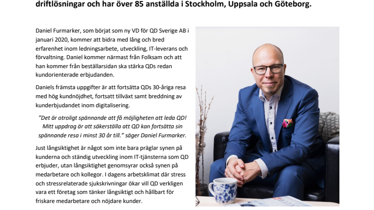 Daniel Furmarker ny VD för QD Sverige AB