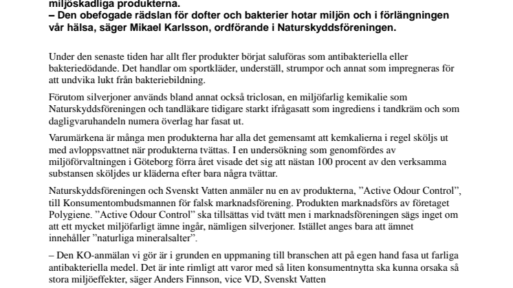 KO-anmälan: Silver i kläder miljöfara som ökar