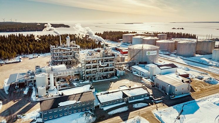 SunPines anläggning i Piteå - med den nya fabriken ökar produktionskapaciteten av hållbar talldiesel med cirka 50 procent.