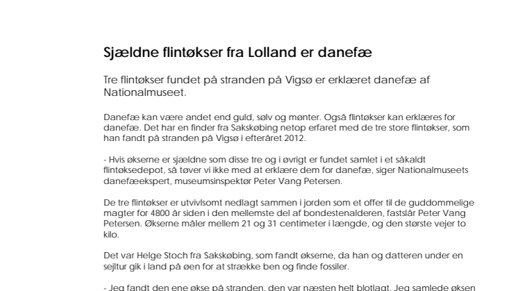 Sjældne flintøkser fra Lolland er danefæ