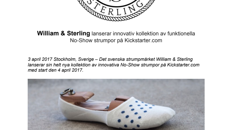 Svenska William & Sterling lanserar innovativ kollektion av funktionella No-Show strumpor på Kickstarter.com