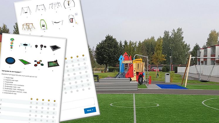 Utdrag ur enkäten där barn får betygsätta lekredskap till kommande lekplatser.