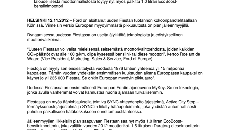 Uuden Fiestan tuotanto käynnistyi