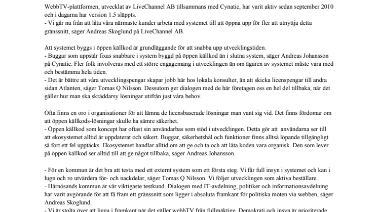 Öppen källkod gör sitt intrång på offentliga myndigheter - Härnösands kommun webbTV-sänder i WordPress