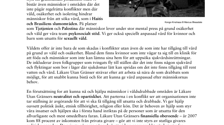 Läkare Utan Gränsers arbete i våldsdrabbade områden