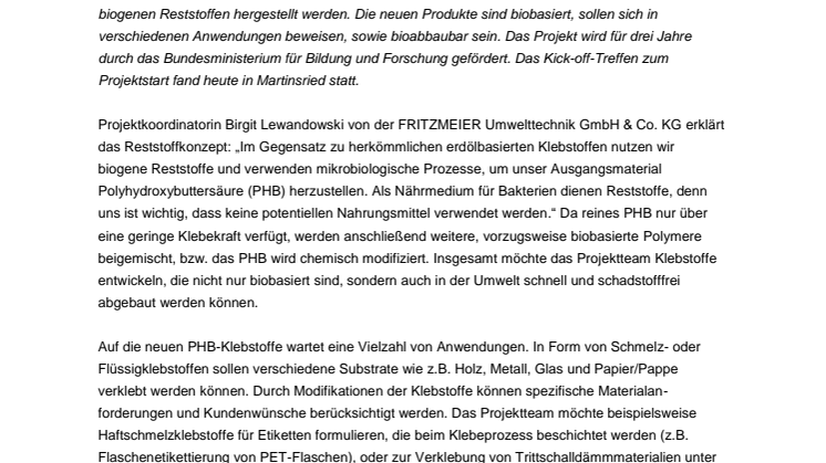 Nachhaltig kleben: Neues BMBF-gefördertes Projekt nutzt Bakterien und Reststoffe um Hochleistungsklebstoffe herzustellen