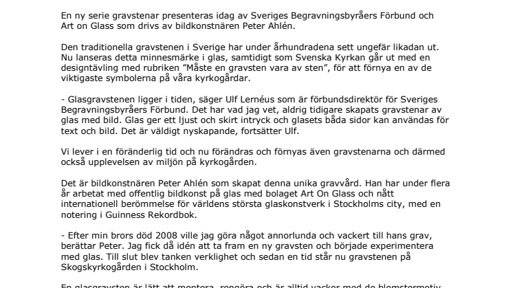 Gravstenar i glas förnyar svenska kyrkogårdar