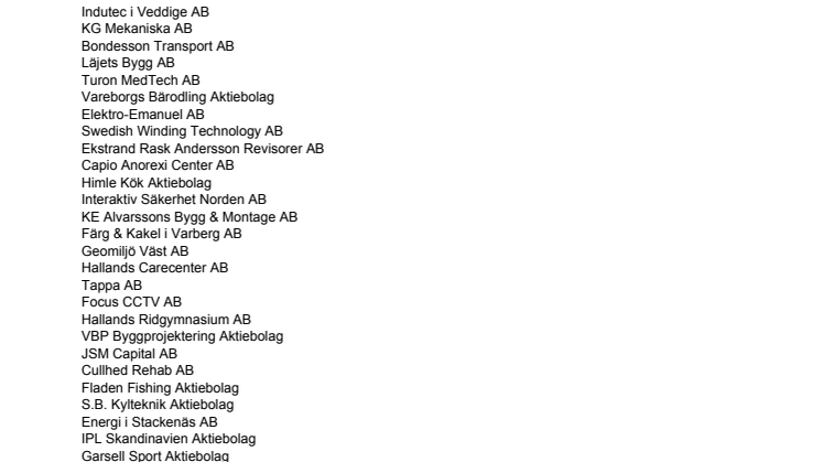 Företagen bakom Bästa Tillväxt 2010 i Varberg kommun.