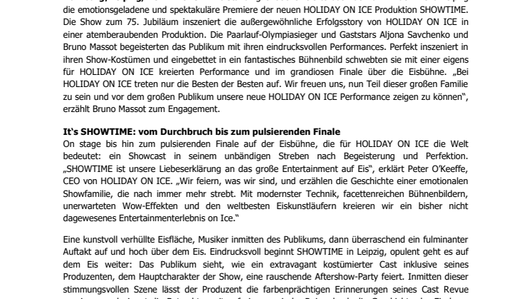 Leipzig feiert Premiere von HOLIDAY ON ICE Produktion SHOWTIME