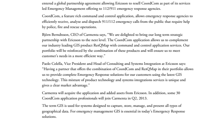 Carmenta acquires command and control application platform
