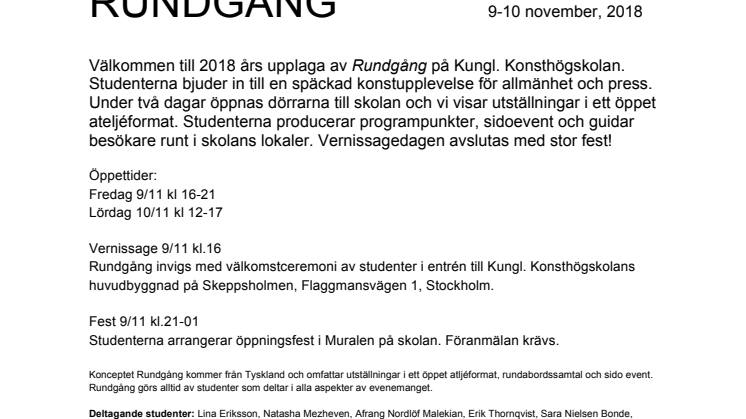 ​Dörrarna öppnas för Rundgång 2018