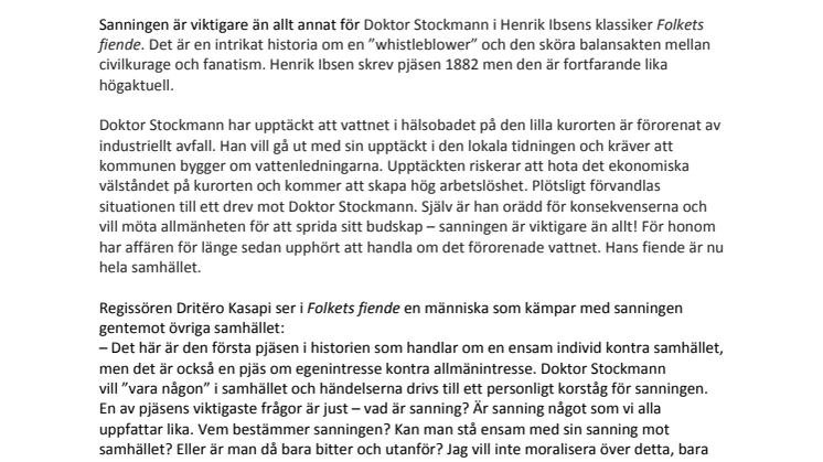 Inbjudan till pressmöte för FOLKETS FIENDE