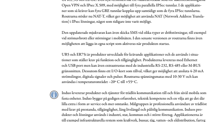 Induo distribuerar nyvässade routrar 